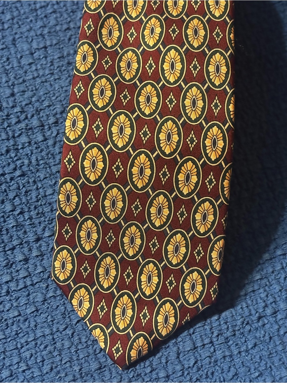 Lands' End Men's Burgundy, Gold & Dark brown Medallion neck tie